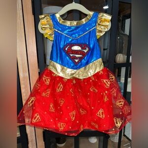 Supergirl toddler girl costume tulle superhero halloween dress glitter tutu